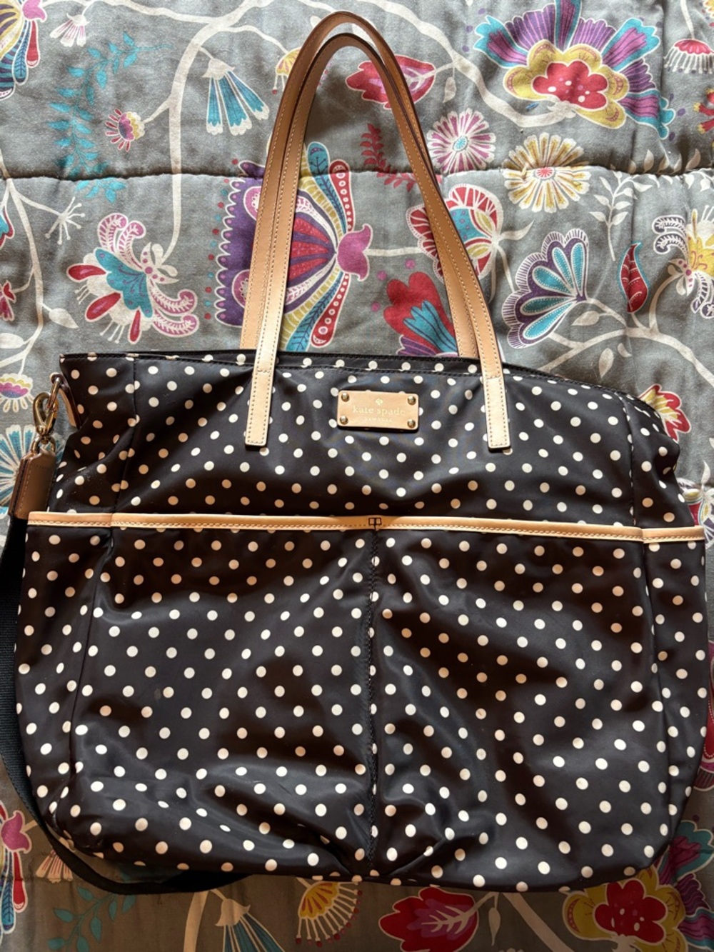 kate spade Black and Cream Polka Dot baby Tote